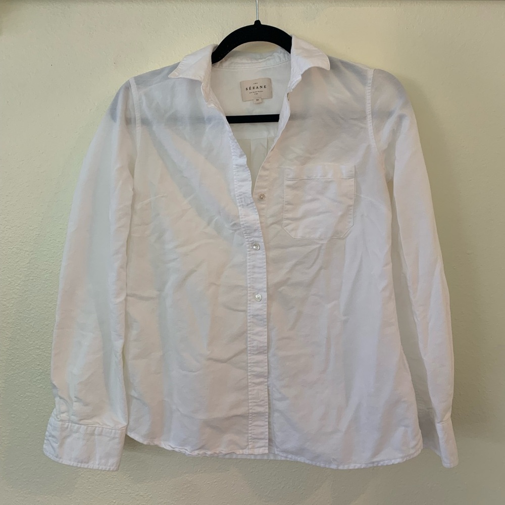 Sezane Max White Button-down Shirt SZ FR 34, XS-S